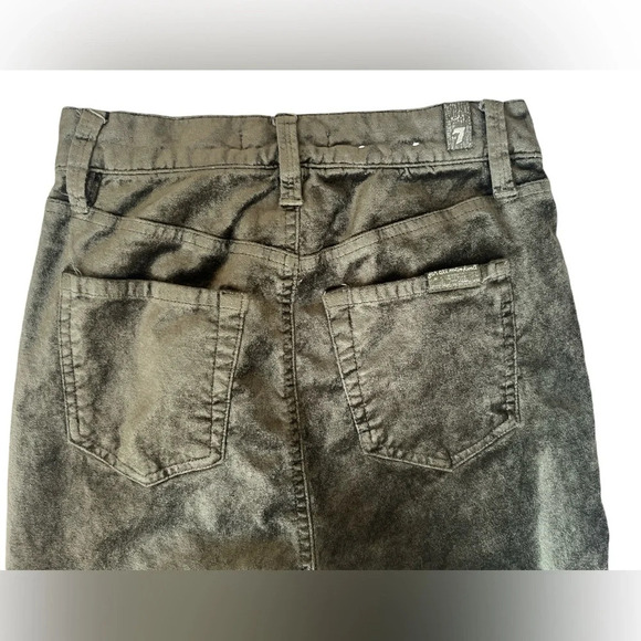 7 For All Mankind High Waist Velvet Ankle Skinny Jeans in Olive, Size 24 - Picture 5 of 6